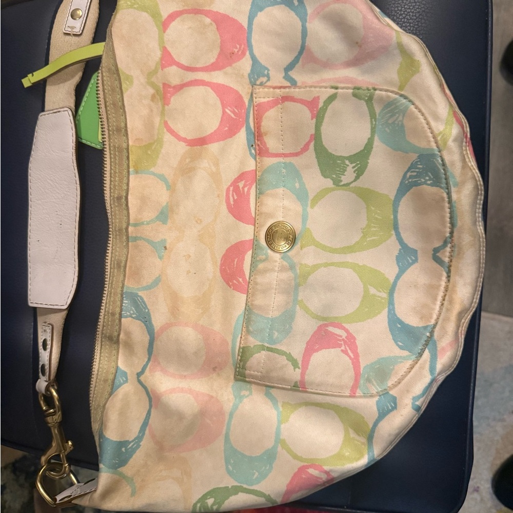 🛍️ Coach Signature Fabric Hobo Bag & Matching Wedge Sandals Set 🛍️
